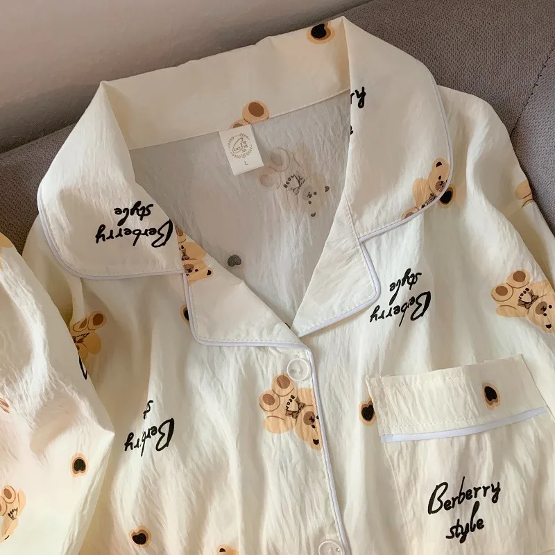 Harajuku حجم كبير الحلو لطيف المرأة منامة الخريف جديد التلبيب الرقبة 2025 2 قطعة دعوى ملابس خاصة فام Kawaii ملابس منزلية غير رسمية