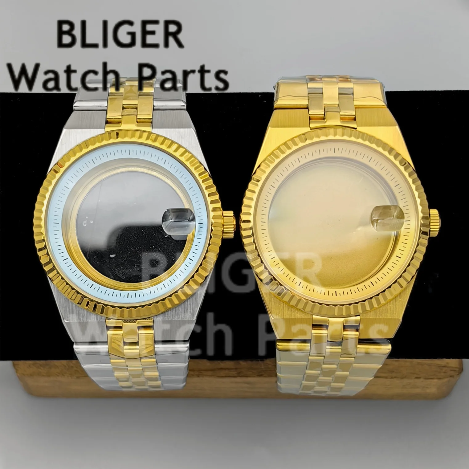 

BLIGER желтое золото 40 мм 36 мм корпус часов Land-Dweller рифленый безель для NH35 NH36 ETA2824 PT5000 механизм стальные детали для часов для дайвера