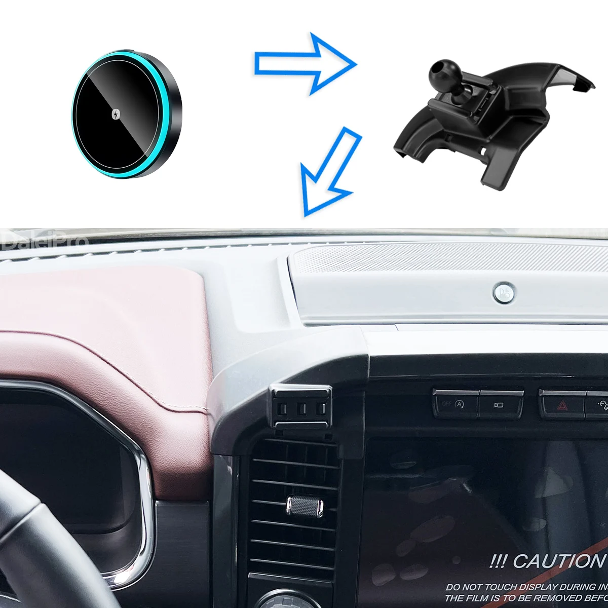 For Ford F150 Raptor 2021 2022 2023 Car Phone Holder Wireless Charger Holder Phone Auto-Clamping Car Strong Magnetic Holder Base