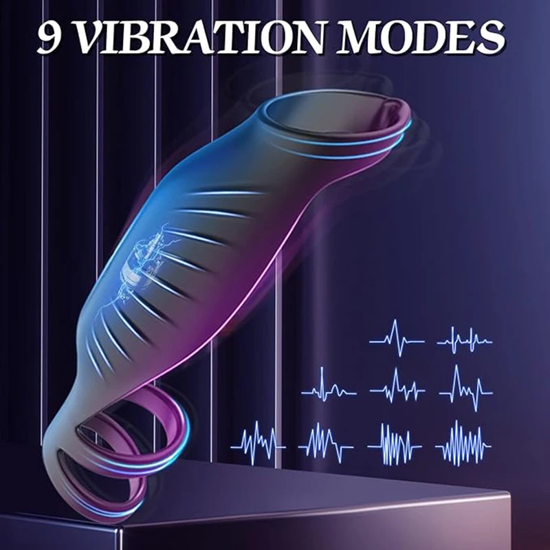 HESEKS Vibrating Triple Cock Ring Stretchy Penis Ring Couple Vibrator Cock Ring Male Ejaculation Delay Device Sex Toys for Men