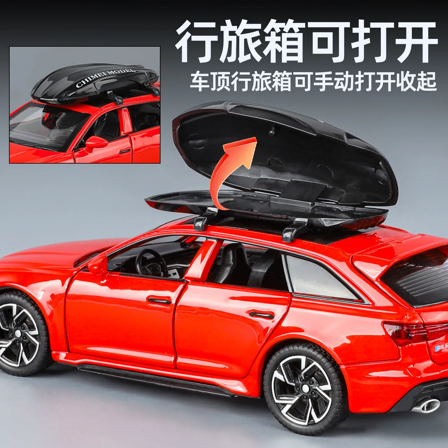 Jouet de voiture de sport RS6 1:32, corps en alliage, pneus en caoutchouc, modèles de son et de lumière, Collection rétractable, cadeaux pour enfants