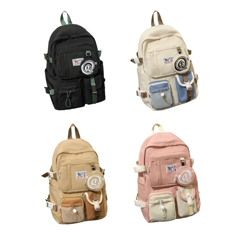 

Nylon Women Backpack Multi-Pocket Student Rucksack Female Travel School Book Bag 066C