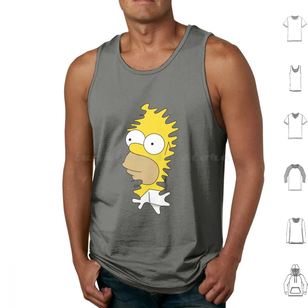 Homer Disappears Tank Tops Vest Sleeveless Homer Cartoon Disappear Plant Hide Funny Yellow Omg Fear Help Comic Dho