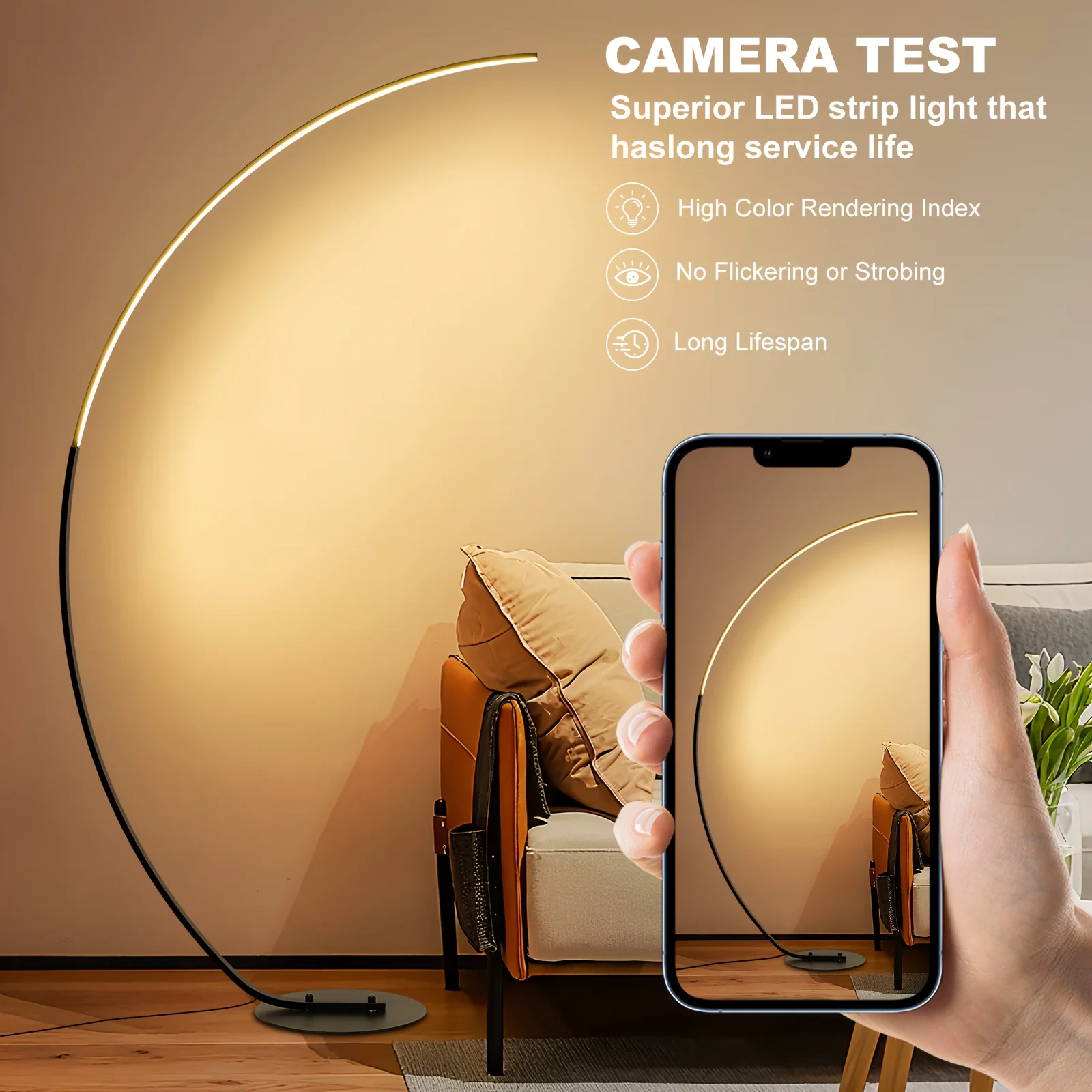 Modern Arc Floor Lamps For Living Room, 3 Color Temperatures LED Dimmable Reading Floor Lamp With Remote Control, Light Memory Timing Tall Standing Lamp For Bedroom, Office, Study