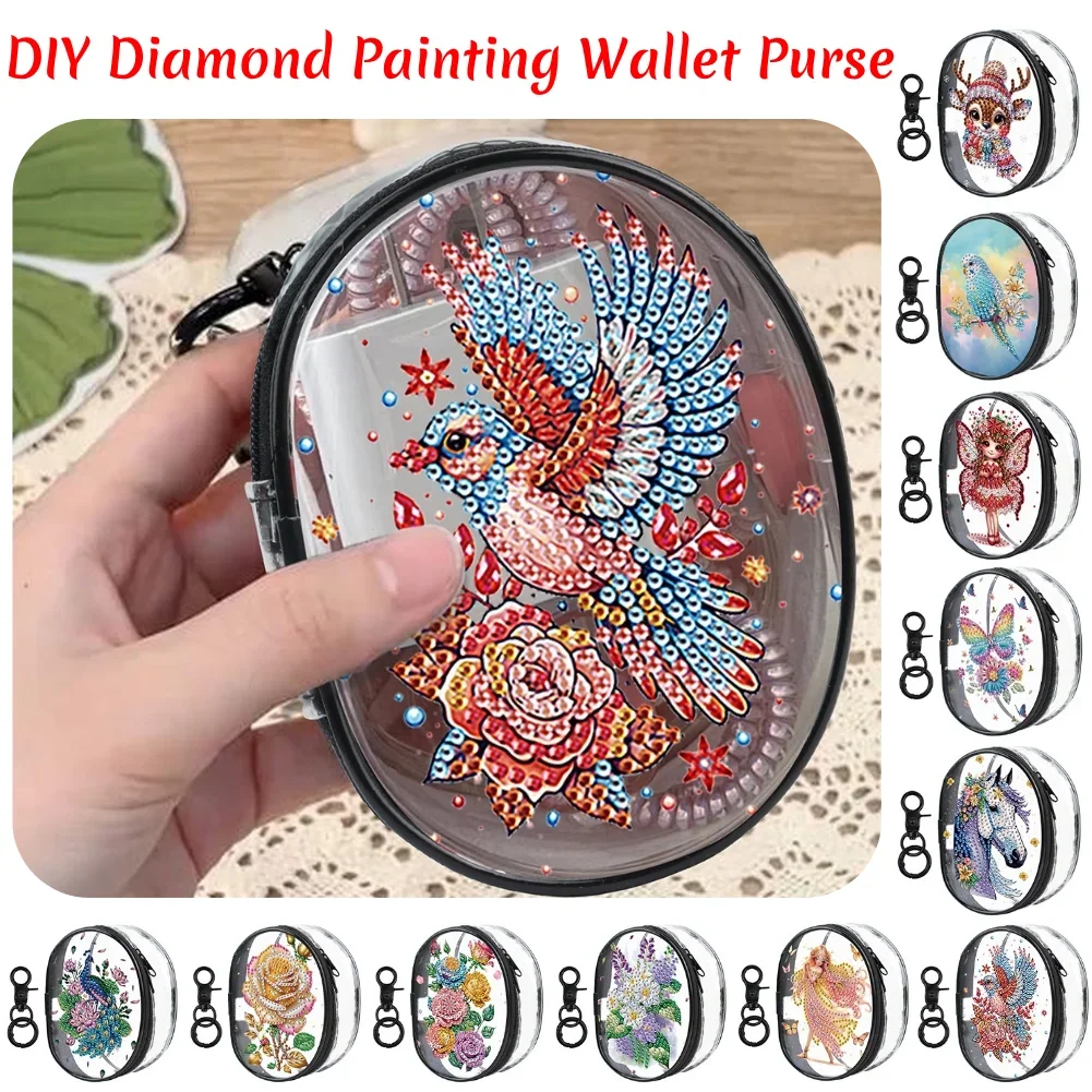 Pochette de maquillage DIY en PVC à motif mosaïque de strass, forme spéciale, pour femme, avec fermeture éclair et peinture diamant