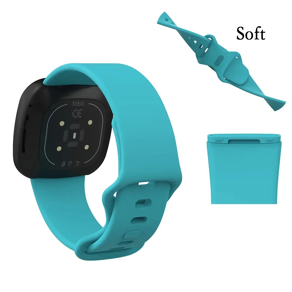 Watchband For Fitbit Versa 3 4 Durable Silicone Strap Single Color Adjustable Wristband For Fitbit Sense 2