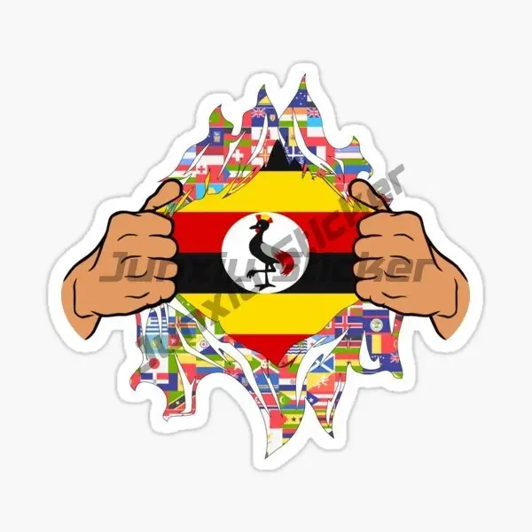 أوغندا UG العلم خريطة شعار ملصق شاحنة نافذة السيارة دراجة نارية دراجة فان الزجاج خوذة سباق العربة على الطرق الوعرة ملصق مائي للتخصيص