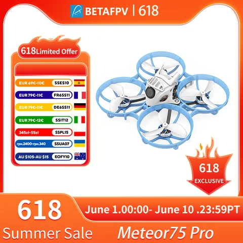 BETAFPV Meteor75 Pro Brushless Whoop Quadcopter 2024 Matrix 1S 5IN1 Flight Controller ELRS 2.4G Racing Drone RC Airplane