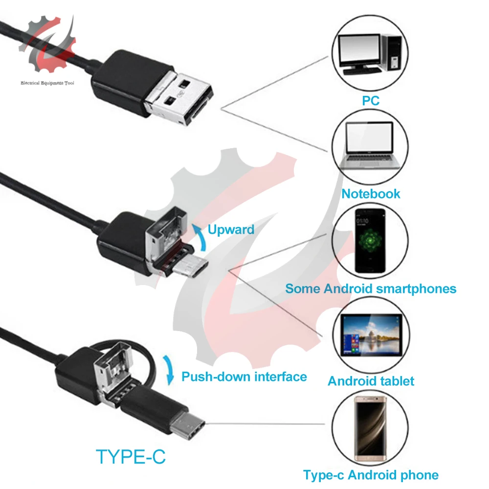 5.5mm 1/3.5/5m IP67 Waterproof Endoscope Camera 6 LEDs Adjustable USB Android Flexible Inspection Borescope Cameras for Phone PC