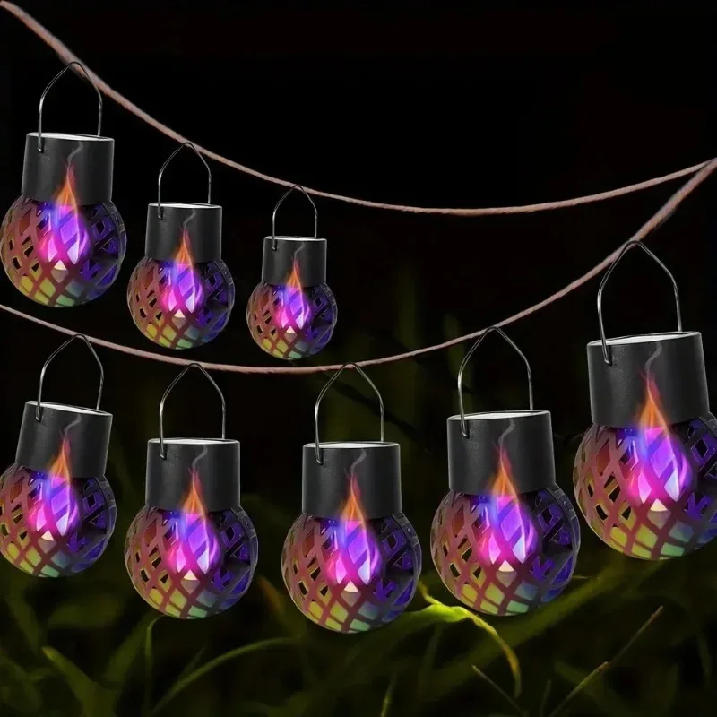 Solar Hanging Lights, Authentic Flickering Flame Solar LED Lights, Solar Garden Decorative Lights for Outdoor Hanging Yard Patio
