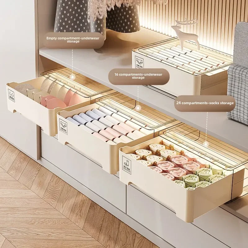 Drawer Style Underwear Organizer Box Stackable PET Wardrobe Storage for Bras and Socks Home Closet Divider