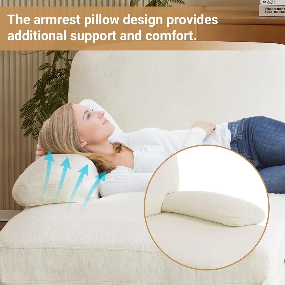 リビングルーム用110セクションソファ、ダブルシェーズ付きU字型ソファ、シェニール生地の4人掛けソファセット