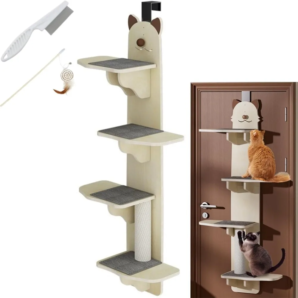

Masterpiece Door Hanging Cat Tree, Space-Saving Door Hanging Cat Tree with 4 Levels， Cat Shelf, Over The Door Cats Climber with