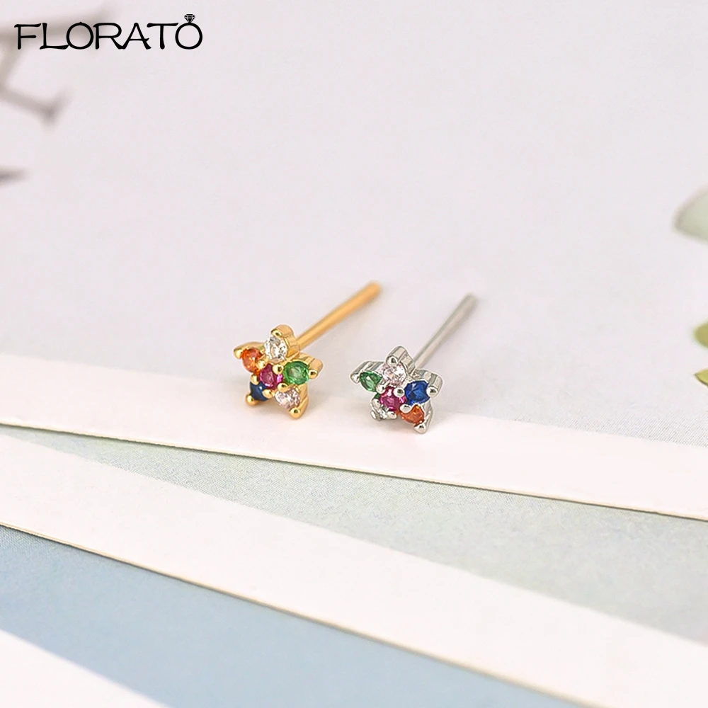 925 Silver Needle Shiny Zircon Stud Earrings Women Style Cute Sweet Jewelry Accessories Simple Fashion Jewelry Accessories