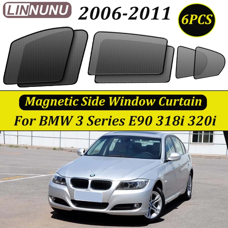 

LINNUNU для BMW 3 серии E90 318i 320i 2006-2011, магнитная сетка для окон автомобиля, солнечный свет, аксессуар для интерьера, солнцезащитный крем