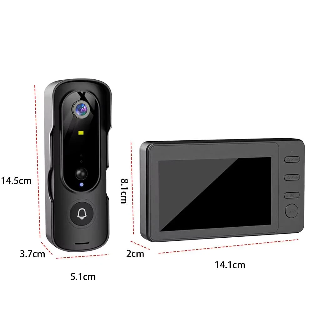 M2 4,3-Zoll-IPS-Bildschirm Infrarot-Nachtsicht-Türklingelkamera1080P intelligente hochauflösende Videoüberwachung Zwei-Wege-Gegensprechanlage