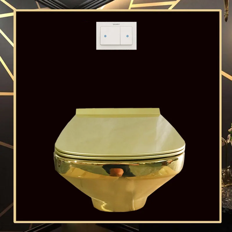 Gold hanging electroplated gold hanging color wall row toilet outlet gold horizontal row personalized