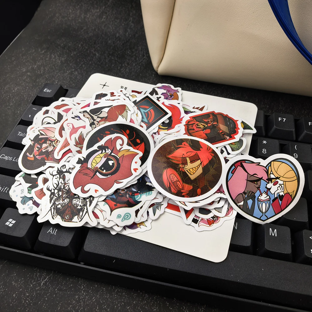 100Pcs Cartoon Hotel Anime Stickers Waterproof Hazbin Hotel Character Decals DIY Decor for Laptop Phone Skateboard Water Bottle
