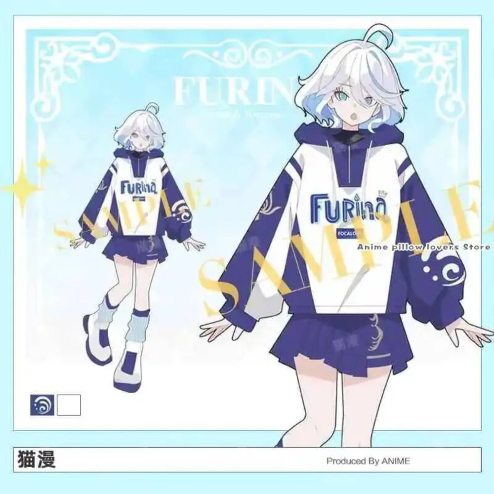 

Anime Furina Genshin Impact Theme Casual Hoodies Tops Student Spring Autumn Wind Coat Cosplay Jacket Sweatshirt Skirt Set