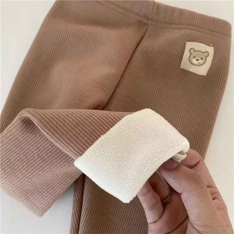 Korean Autumn Winter New Children One Piece Leggings Unisex Boys Girls Baby Cold Prevent Warm Cartoon Elastic Bound Feet Pants