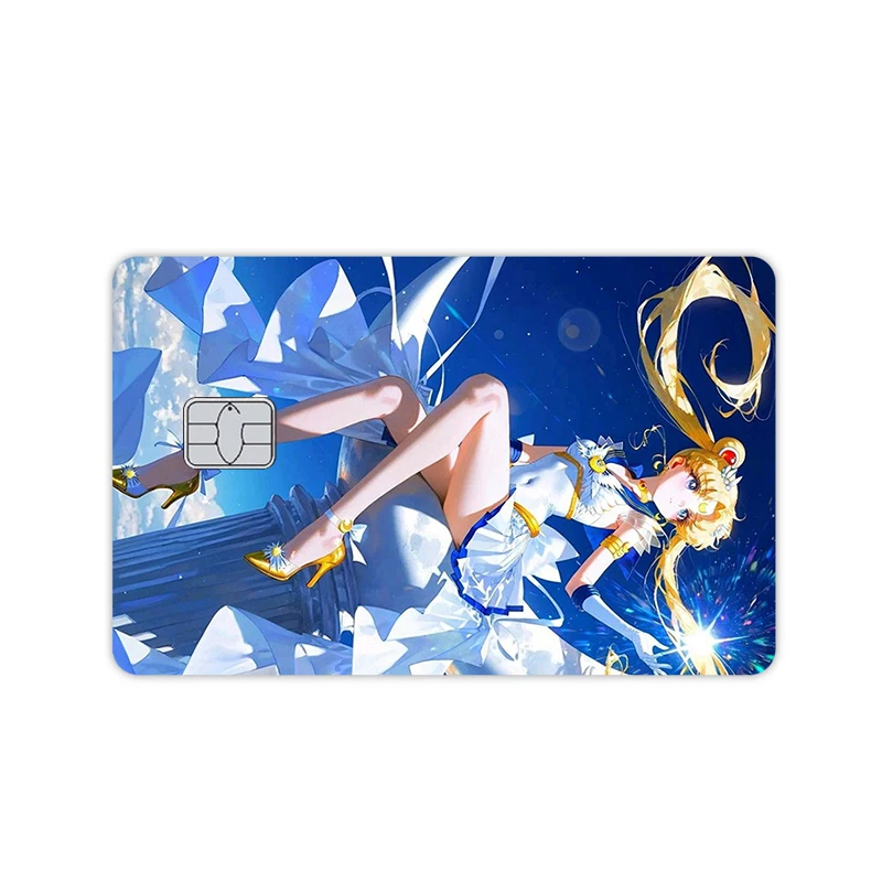 Sailor Moon Card Sticker Waterproof Debit Card Cover Tsukino Usagi Protector Skin Kawaii Student Exquisite Decor Festival Gift view 3
