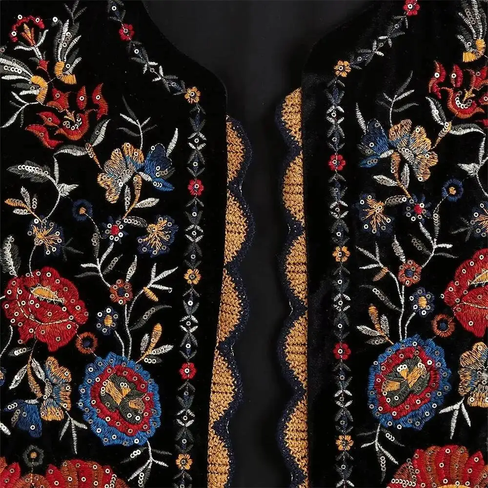 Autumn New Women's Fashion Casual Versatile Lace Embroidery Sequin Veet Vest