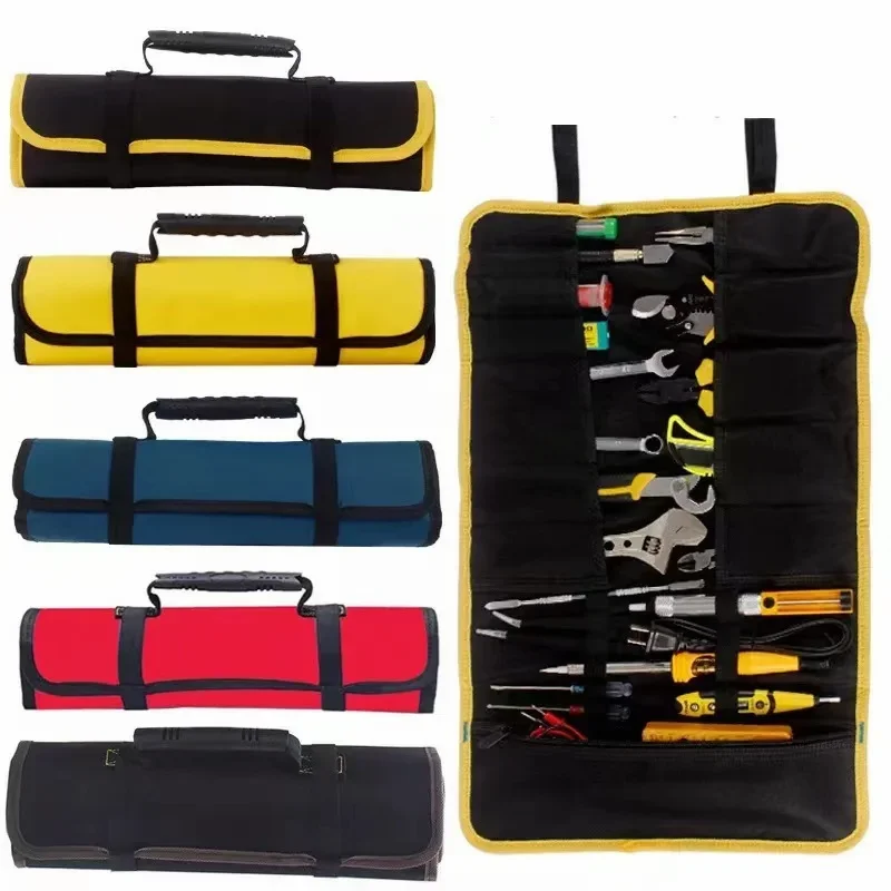 Multifunction Tool Bag Practical Carrying Handles Roller Bags Oxford Canvas Chisel Electrician Toolkit Instrument Case Organizer