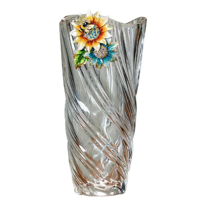 

Enamel transparent glass hydroponic flower vase designer high sense living room desktop flower arrangement