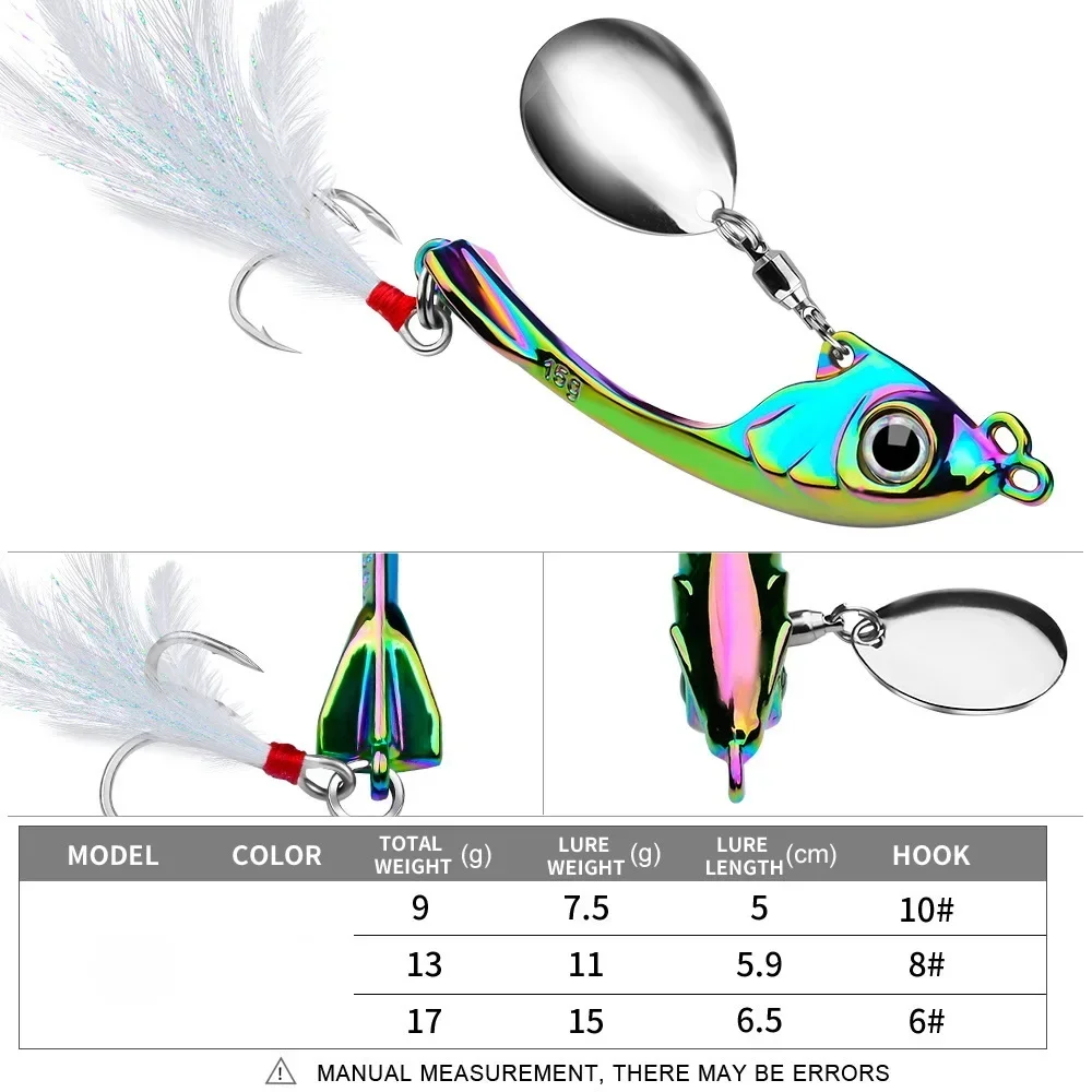 Spinner Köder 7g 10g 15g Metall Vib Angeln Locken Trolling Rotierenden Löffel Wobbler Sinking Harten Köder mit Pailletten Pesca Für Bass Hecht