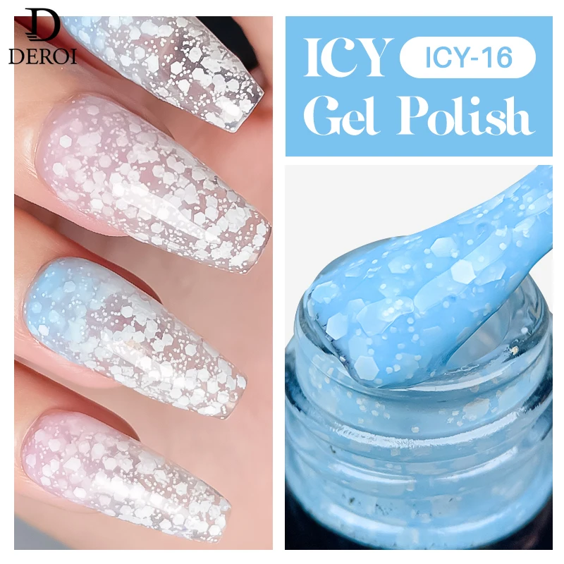 

DEROI 8ml Nude White Snowflake Nail Gel Polish for Nail Art Glitter Pink UV Gel Vernis Semi Permanent for Manicure Nail Supplies