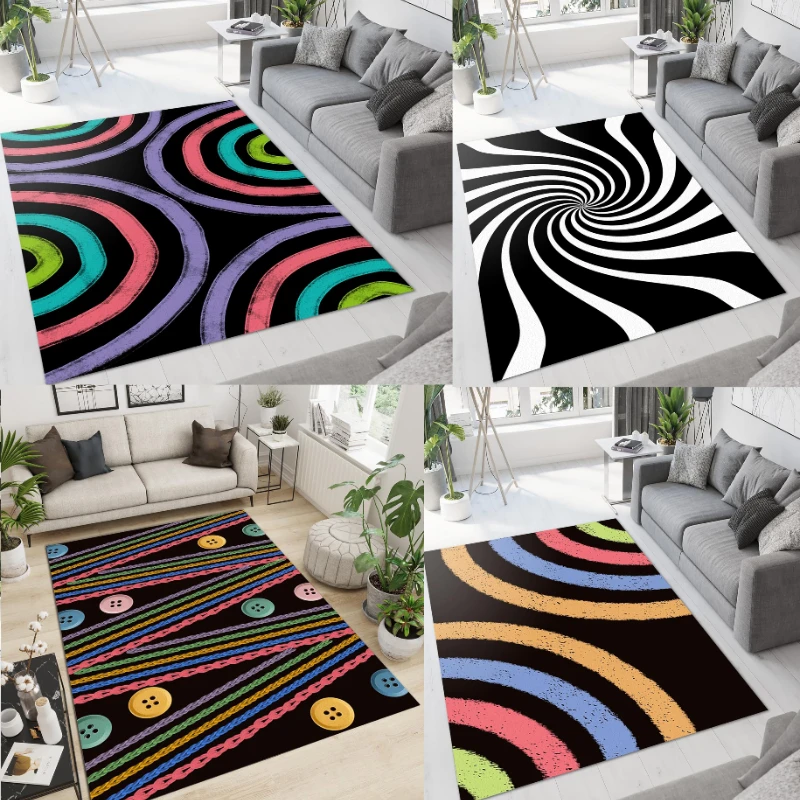 

Art Black Background White Lines Indoor Area Rugs Carpet Rug with Non-Slip Backing for Kids Boys Girls Bedroom Dining Room