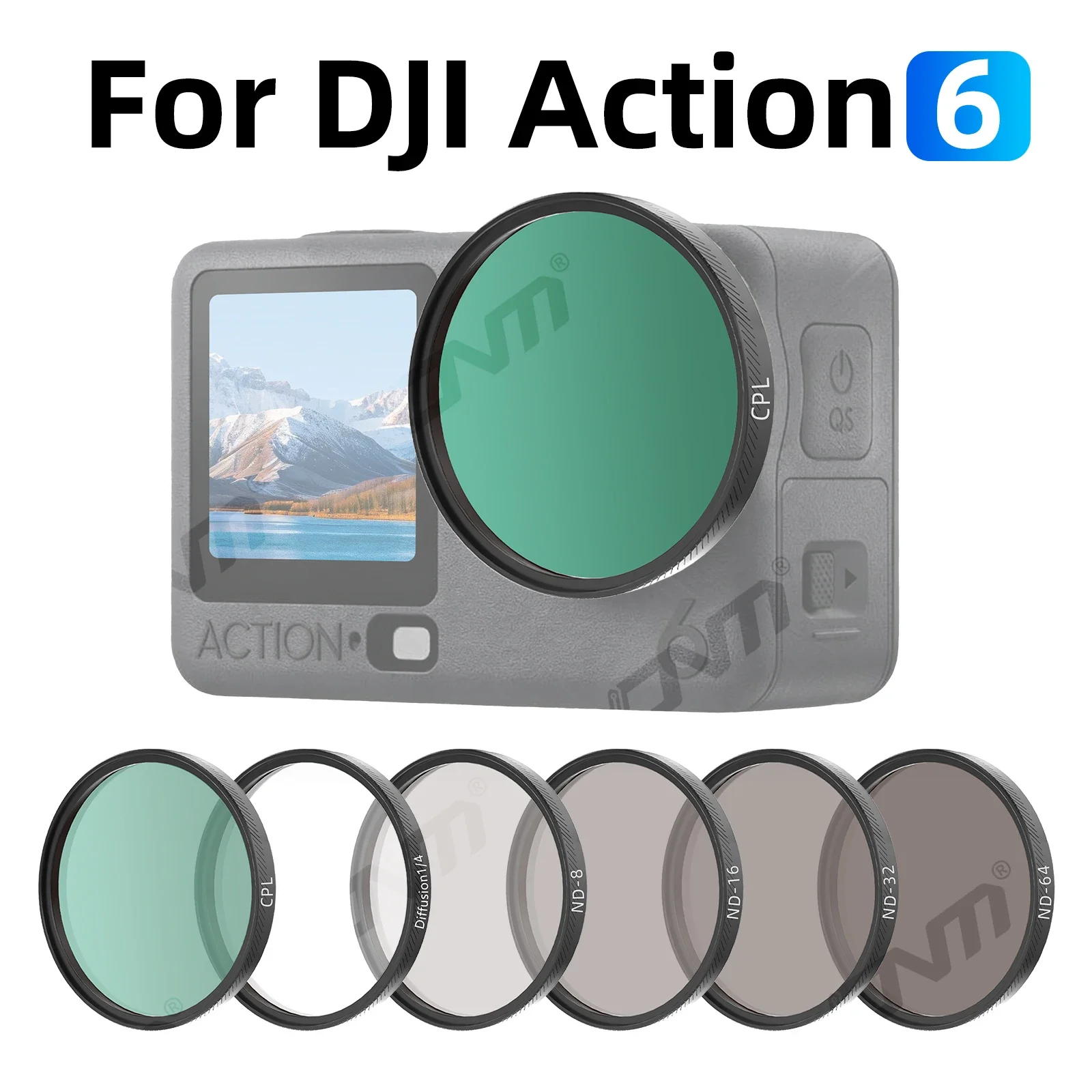 

ND Lens Filter for DJI Osmo Action 6 Aluminium Alloy Frame Optical Glass Lenses Filter Set UV CPL ND8 ND16 ND32 ND64 Accessories