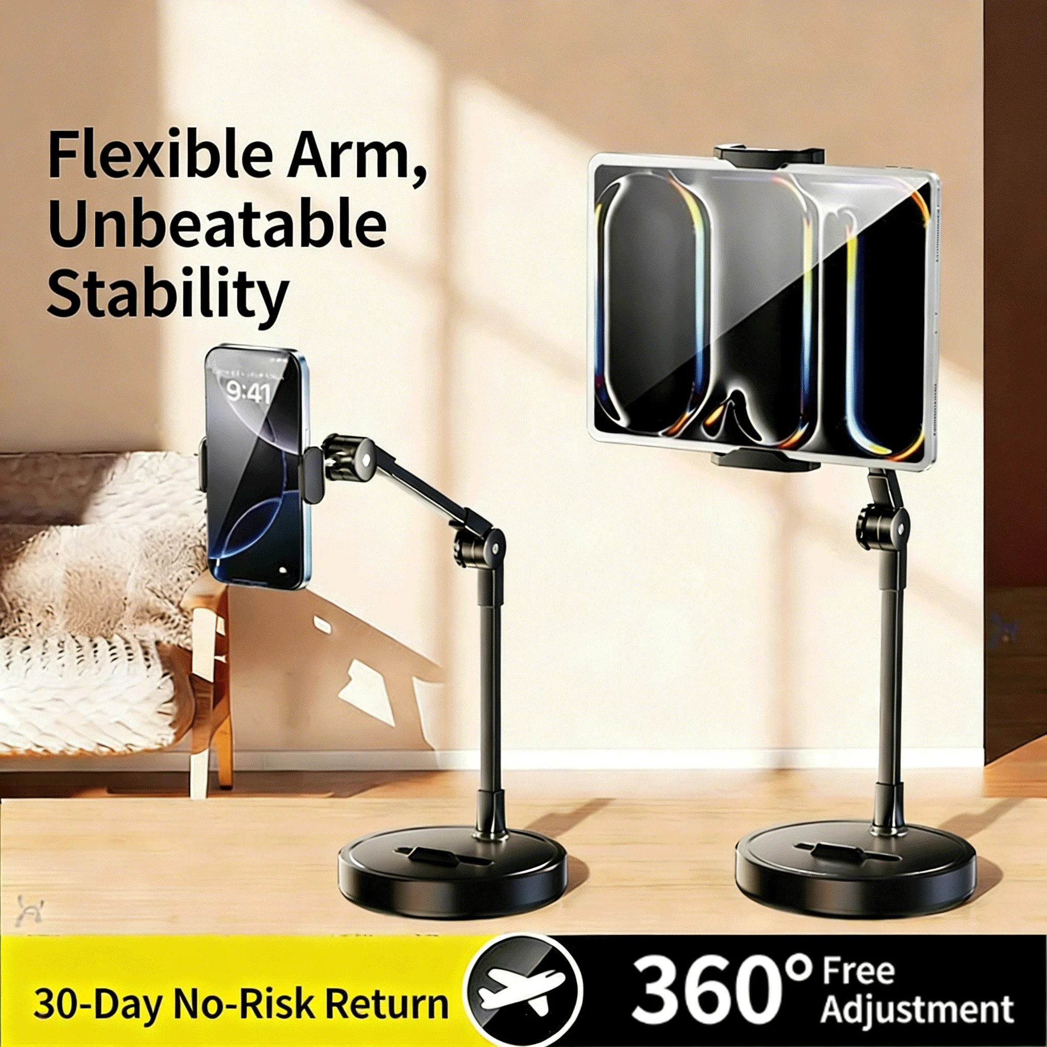 

Mobile phone stand for live streaming, top-down desktop shooting, adjustable height and telescopic, for selfies, mult