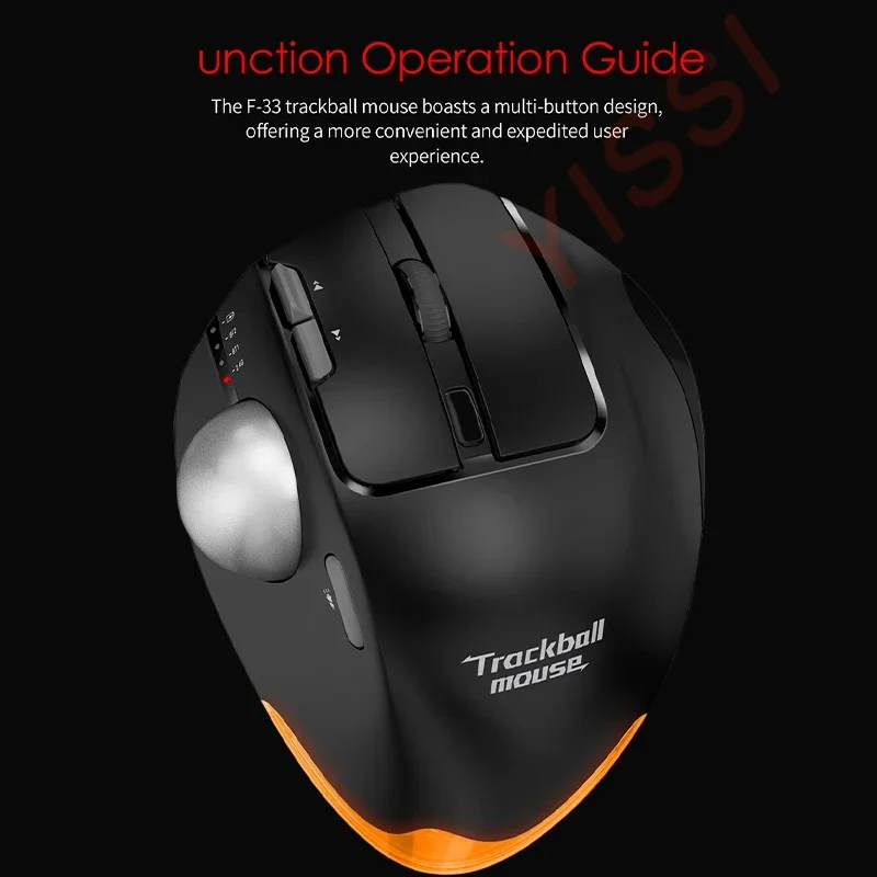 New F33 Wireless Track Ball Triple Pairing Switchable Programable Raton Low Latency Gaming Mice Ergonomic RGB Optical Mouse