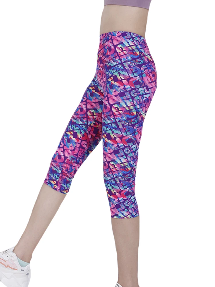 LJCUIYAO Leggings collant donna lettere rosa stampa pantaloni Push Up Running Leggings sportivi pantaloni Casual femminili Fitness Capris