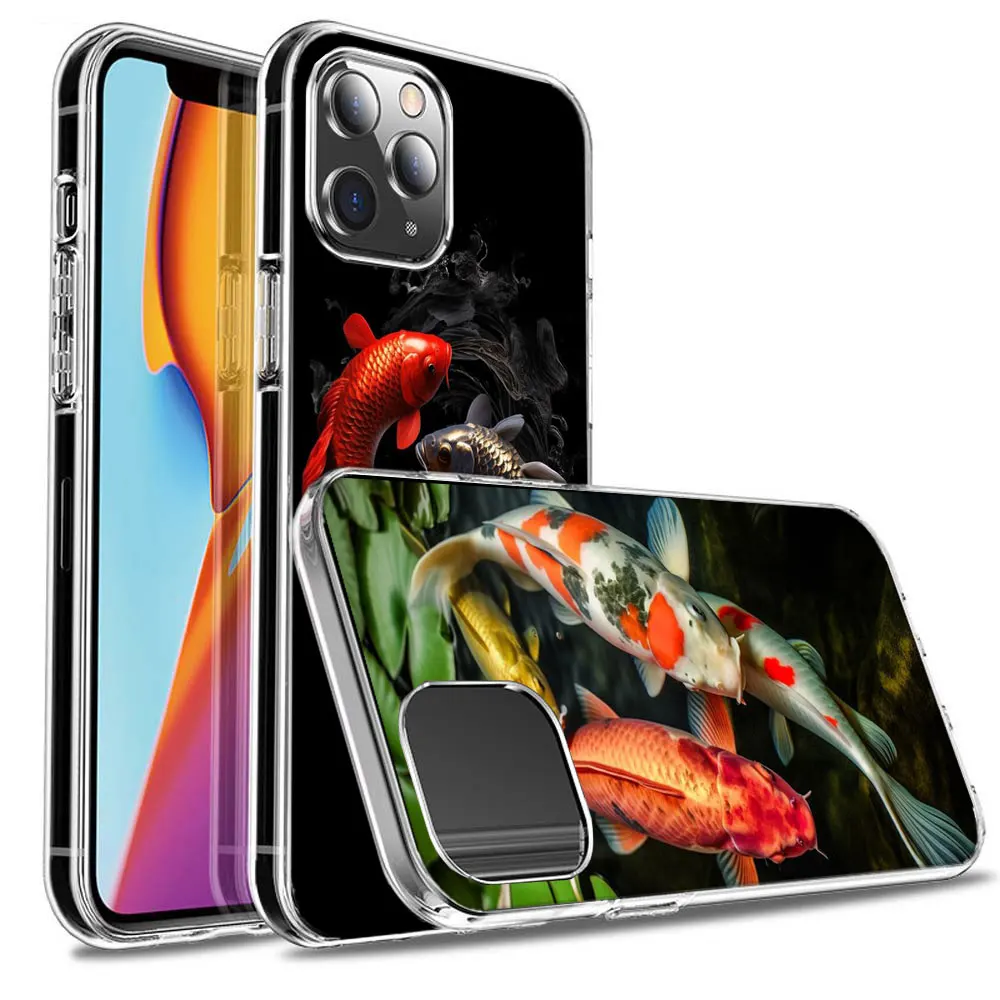 High End Ornamental Fish and Koi Carp Phone Case For Iphone 16 15+ Pro Max 17 Air 14 Plus 16E 13 Pro 12 Mini 11 Cover