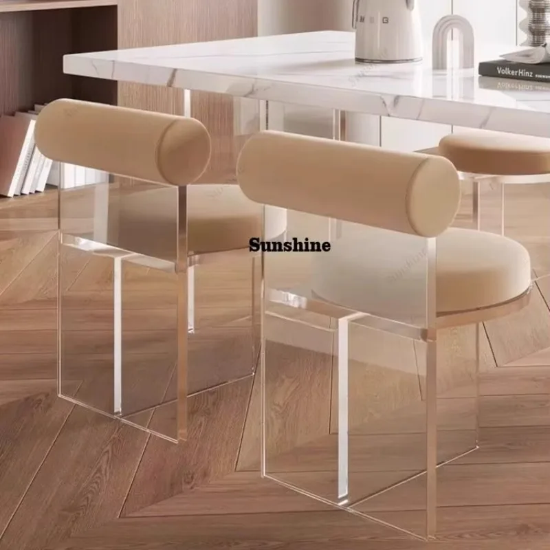 Nordic Transparent Acrylic Floating Chair - Modern Backrest Stool for Vanity, Dining & Home Use  FT