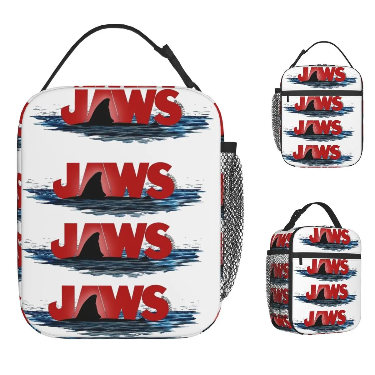 Mandíbulas 50th aniversário logotipo lancheira para adulto gráfico lancheira diversão escola saco térmico conveniente oxford tote sacos de comida