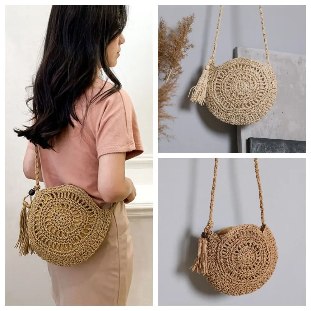 

Tassel Straw Weave Crossbody Bag Large Capacity Paper Rope Women Handbag Girls Storage Bag Coin Purse Small Beach Bag Beach