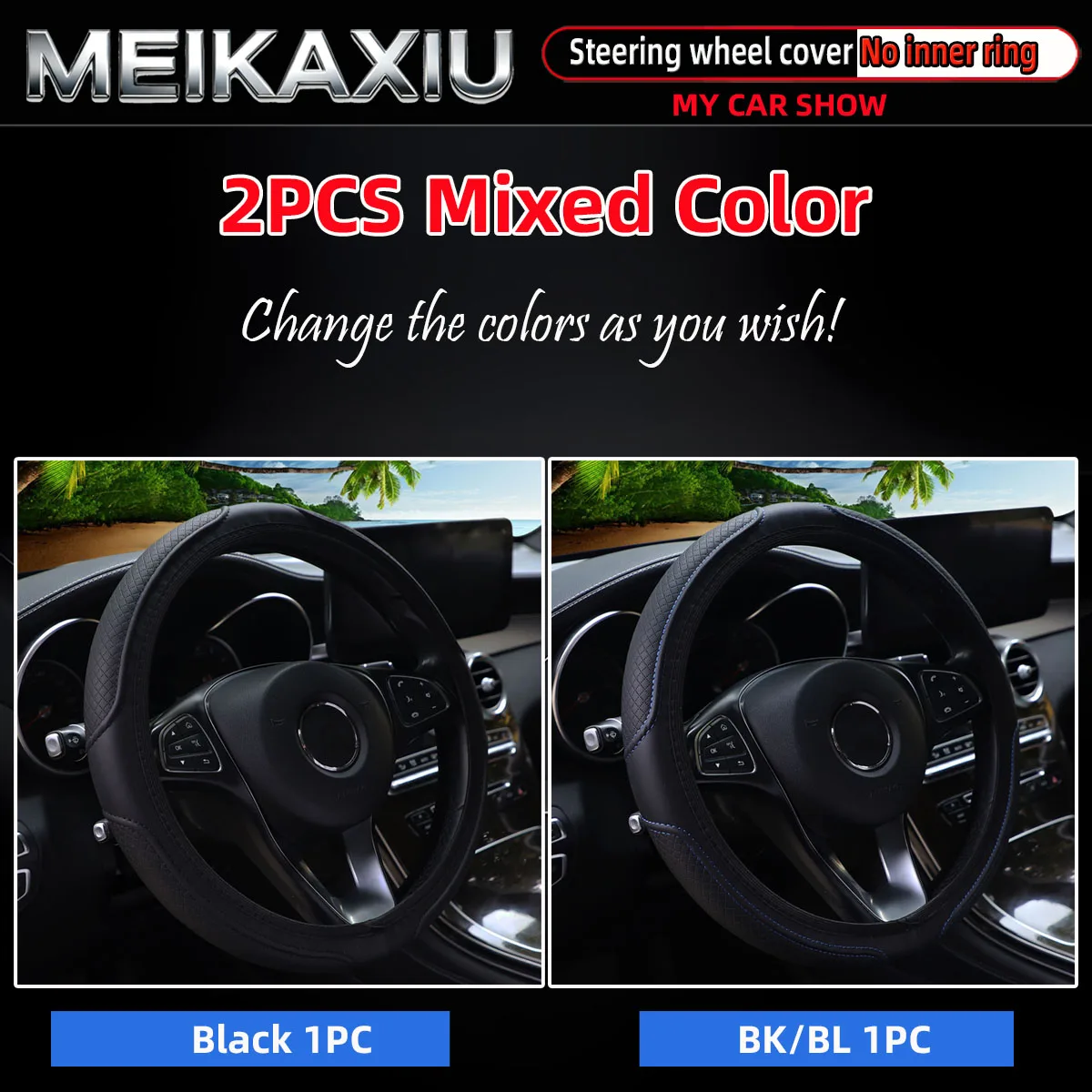 2 PCS PU Leather Check Pattern Steering Wheel Covers Rimless 38cm Universal Fit for All Seasons Women's Driving Comfort