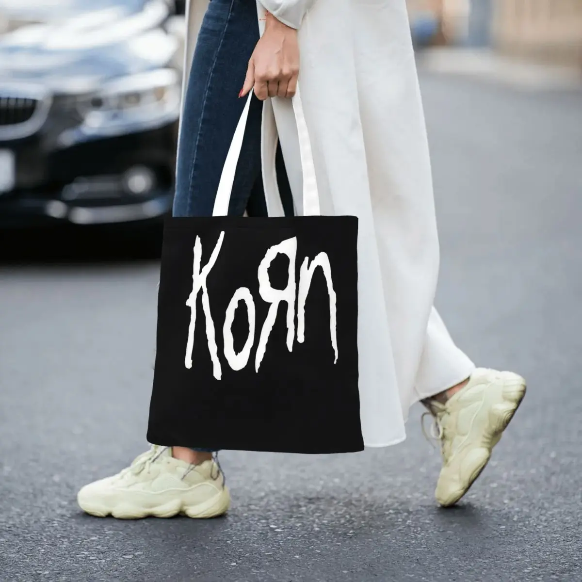 Korn Band Rock Canvas Tote Handbag Grocery Bags Reusable Shopper Bags for Unisex