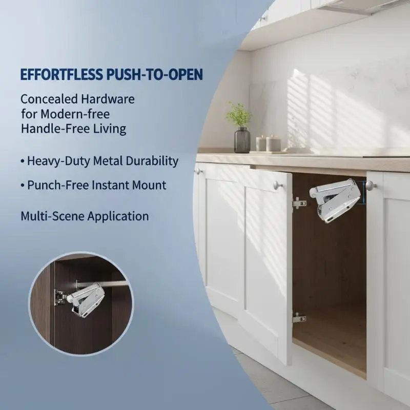 Push To Open Door Catch Latch Auto Spring Lock 1 Set Kids Safe Anti Collision for Home Cabinet Drawer Wardrobe Furniture