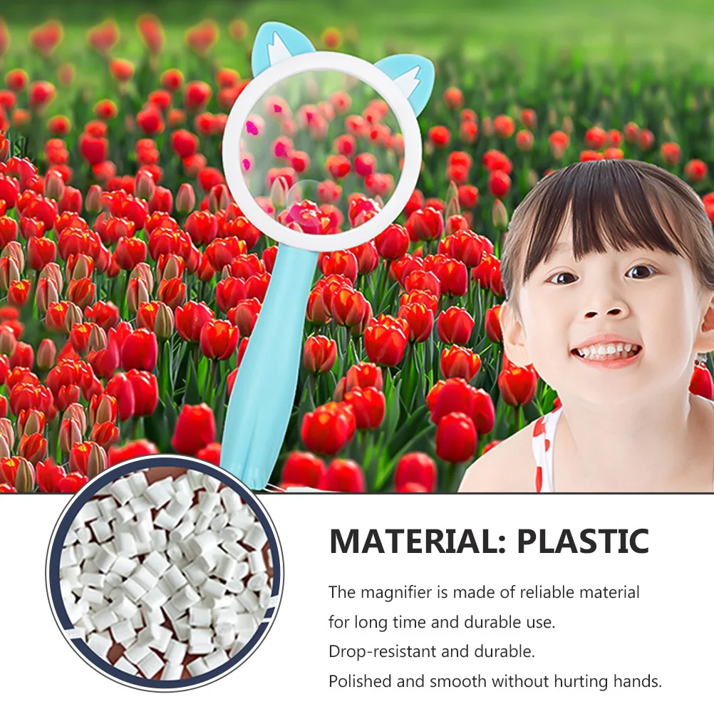 قطعتان من عدسة مكبرة على شكل حيوانات كرتونية محمولة مضادة للسقوط وخفيفة الوزن وصغيرة الحجم للأطفال ومراقبة استكشاف الطبيعة