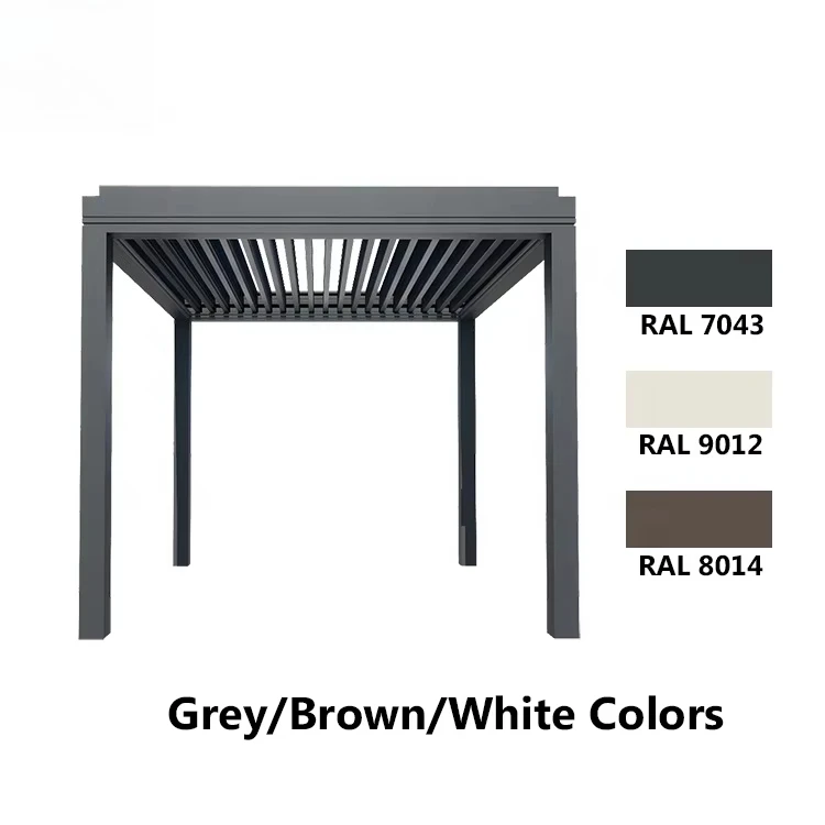Waterproof Garden Aluminum Pergola Retrac Roof  Blinds Light Emitting Diode Pergola Shade