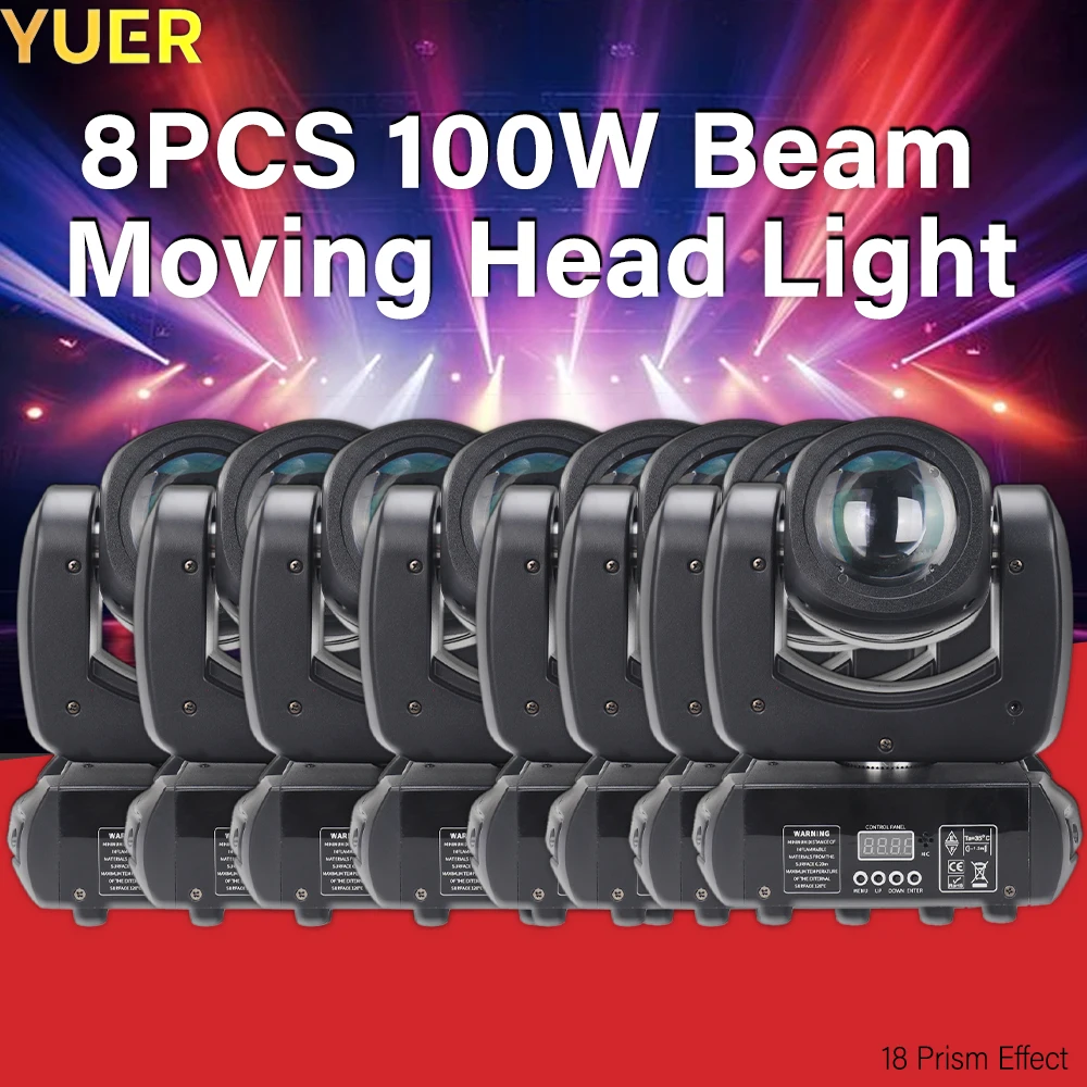 NEW 18 Prisms Moving Head 0sram LED 100W Beam DMX Light WIth 8 Colors Rotating Prism Effect Sound Arrive For DJ Party Club Event