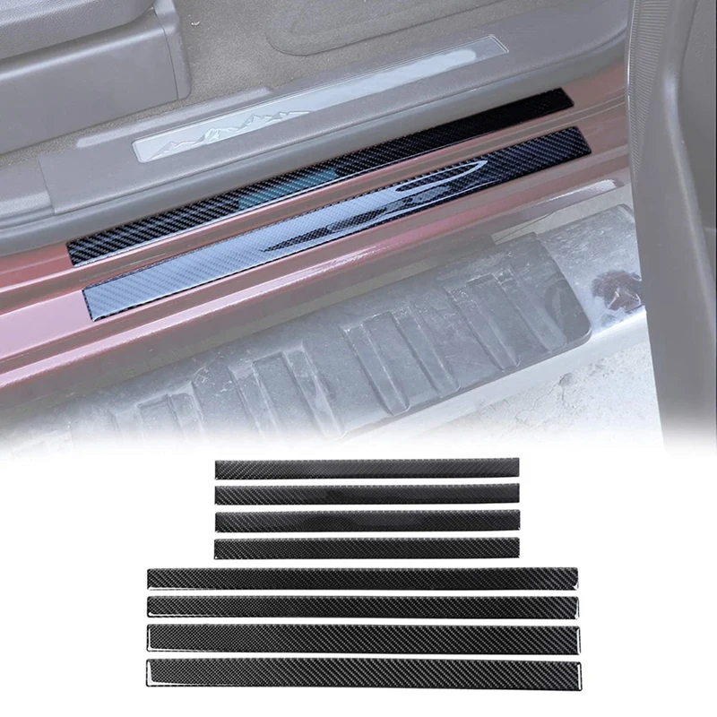 

Exterior Door Sill Strip Threshold Cover Protection Accessories For Chevrolet Silverado GMC Sierra 2014-2018 Soft Carbon Fiber