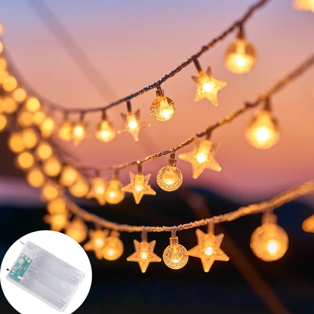 

1.5M 10LED/3M 20LED Star Ball Lantern String Festival Crystal Bubble Ball Lantern Outdoor Courtyard Camping Atmosphere Lamp