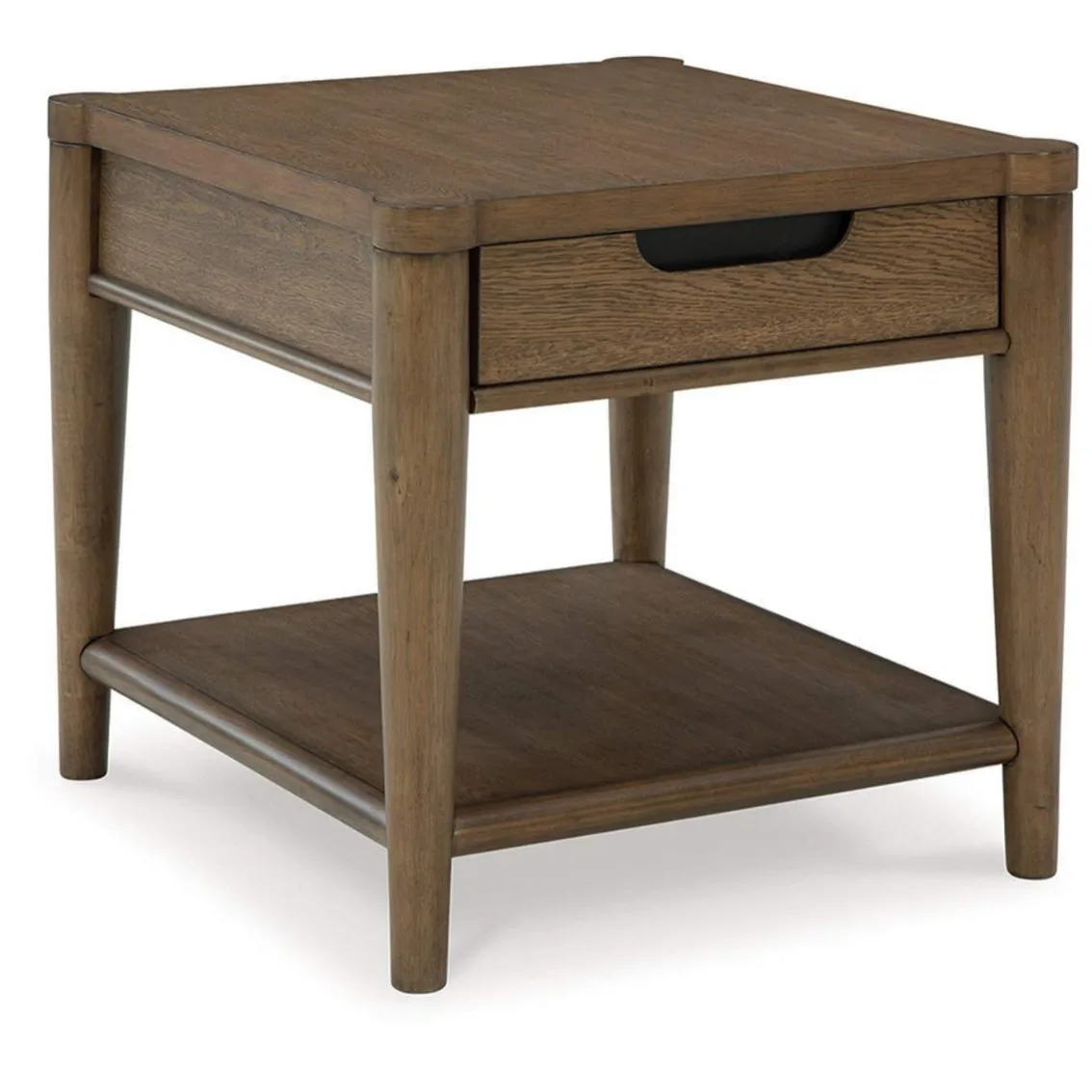 

Mid-century modern style living room sofa side table with drawer compartment