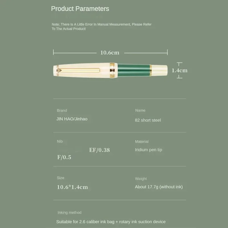 Jinhao-Mini stylo plume de luxe élégant, plume extra fine, stylos à encre d'écriture, fournitures scolaires et de bureau, papeterie, 0.38mm, 0.5mm, 0.7mm, 82