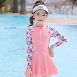 Two Piece Teen Swimwear For Girls Plus Size Swimsuit Kids Children Swimming Suit Badpak Meisje Front Zipper Beachwear Bathing